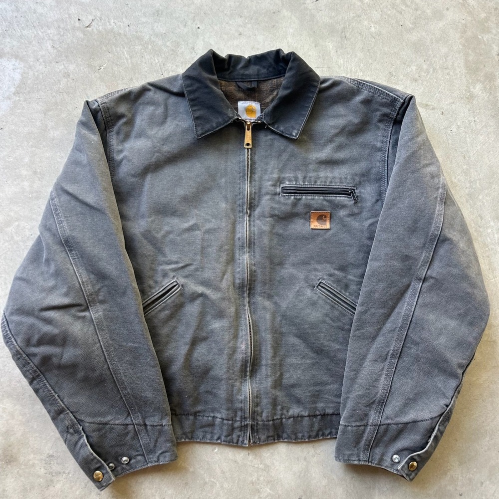 Carhartt J97 GVL Detroit Jacket Gravel Grey Blanket Lined Canvas Mens Large